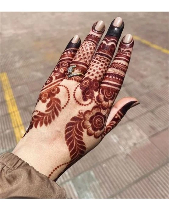 Exquisite Outline Placement On Back Hand Mehndi Design